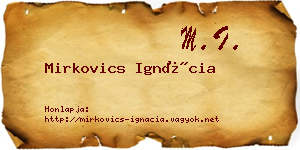 Mirkovics Ignácia névjegykártya